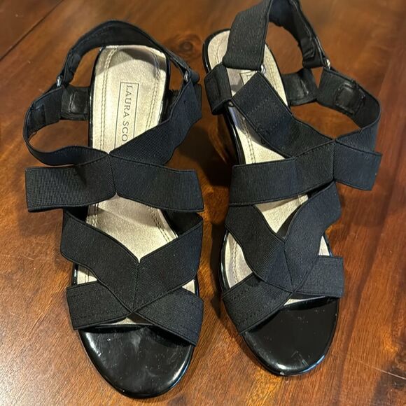 Laura Scott Nantucket Wedge Slingback Sandals Heel Size 6M - Picture 7 of 11